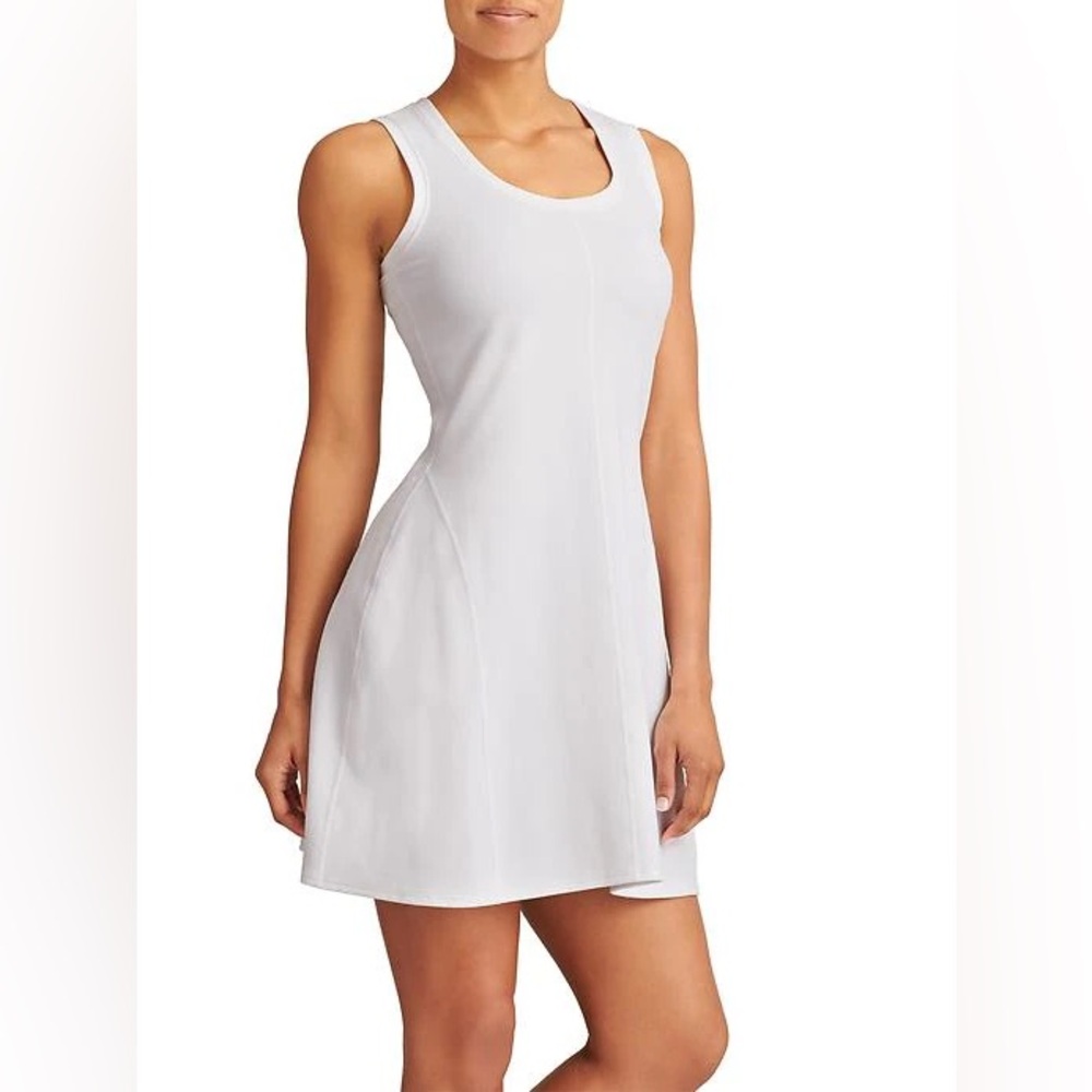 Athleta Piqué Dress in Bright White. Size Small